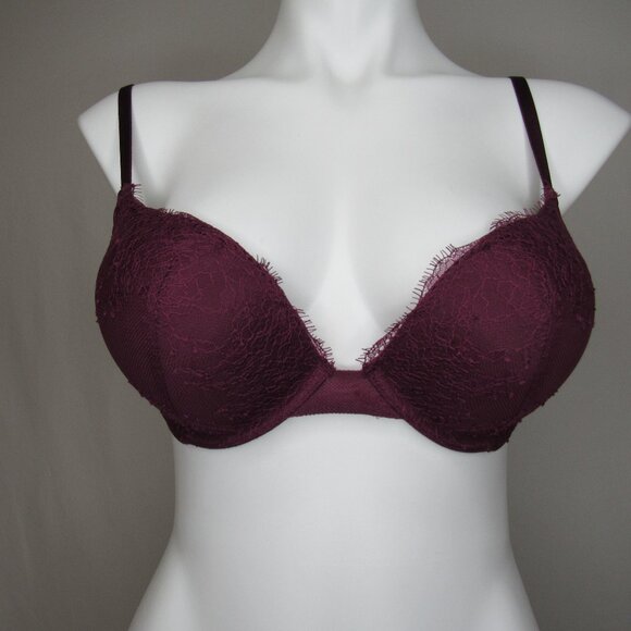 Victoria's Secret BOMBSHELL Burgundy Plunge Push Up Bra 32D - Picture 1 of 8
